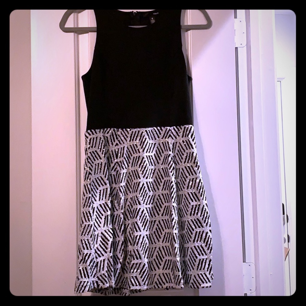 Aqua sparkly black and white dress